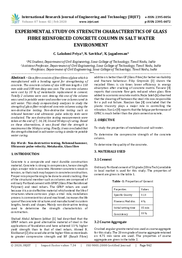 (PDF) IRJET- EXPERIMENTAL STUDY ON STRENGTH CHARACTERISTICS OF GLASS ...