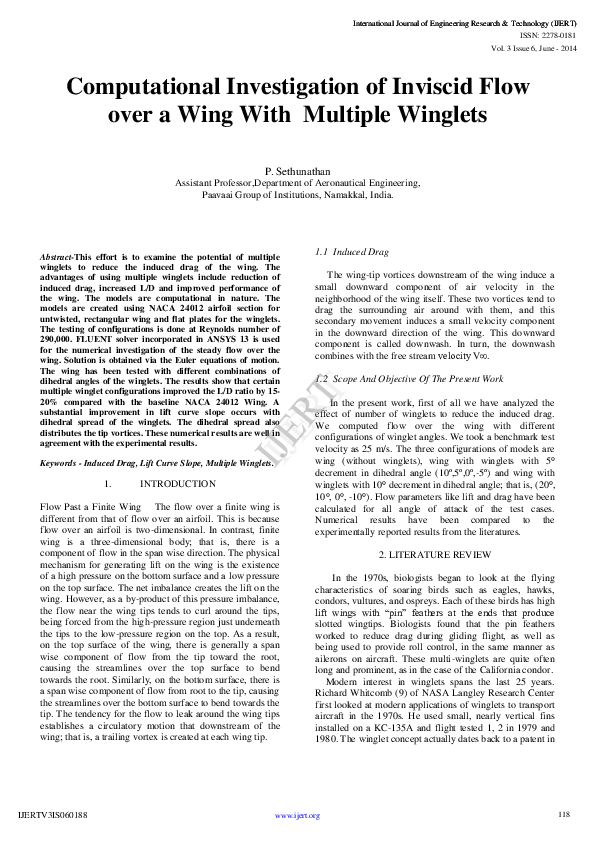 (PDF) IJERT-Computational Investigation of Inviscid Flow over a Wing ...
