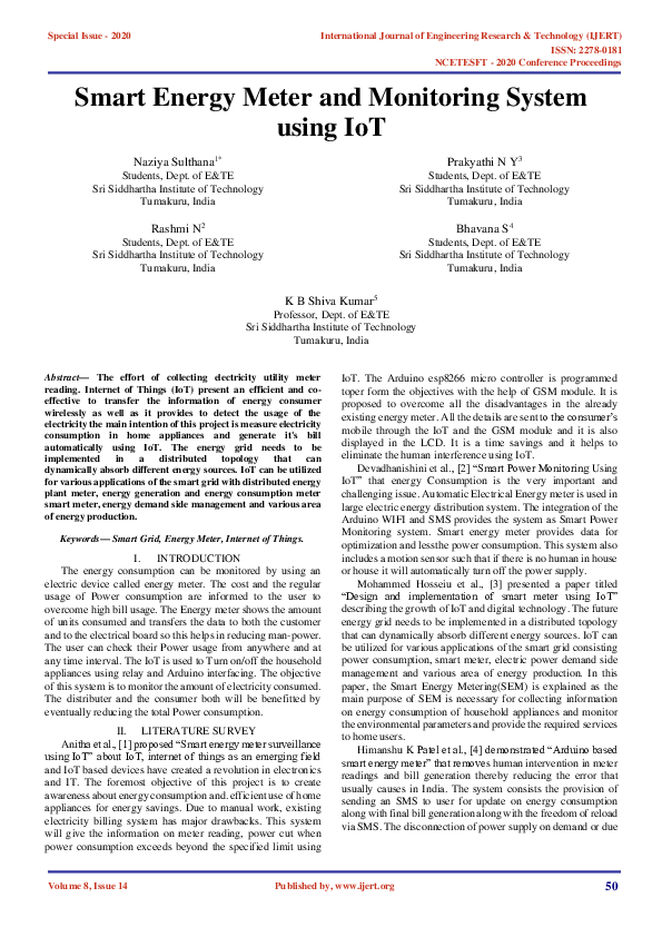 (PDF) IoT based smart energy meter monitoring and controlling system