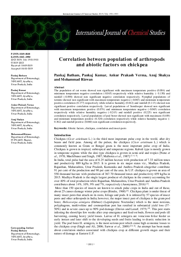 (PDF) Correlation between population of arthropods and abiotic factors ...