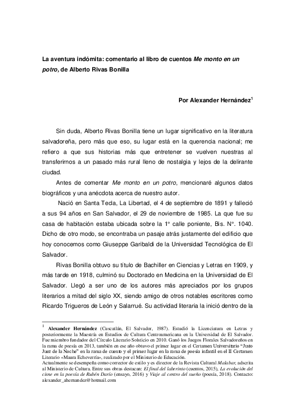 (PDF) La aventura indómita: comentario al libro de cuentos Me monto en un