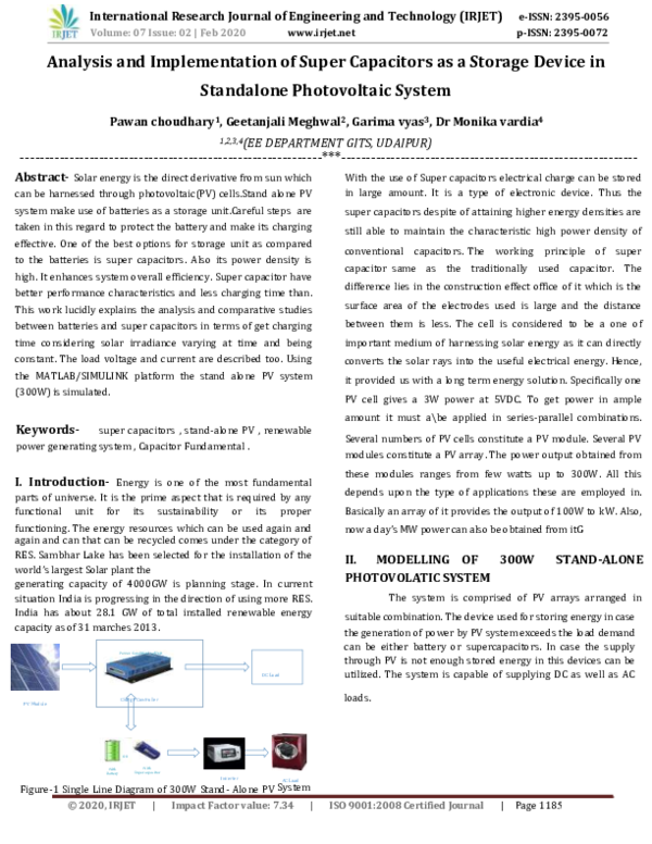 (PDF) IRJET- Analysis and Implementation of Super Capacitors as a ...