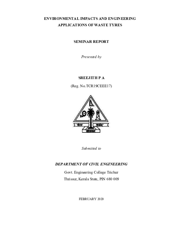 (PDF) ENVIRONMENTAL IMPACTS AND ENGINEERING APPLICATIONS OF WASTE TYRES