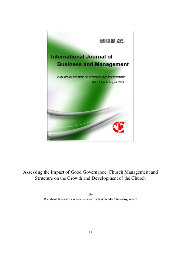 (PDF) Assessing the Impact of Good Governance, Church Management and ...