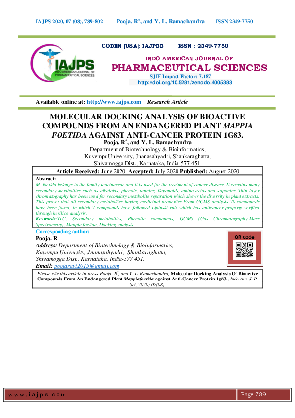 (PDF) Molecular Docking Analysis Of Bioactive Compounds From An ...