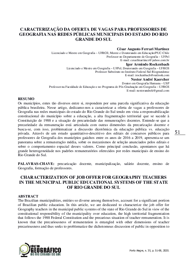 (PDF) Caracterização da oferta de vagas para professores de Geografia ...