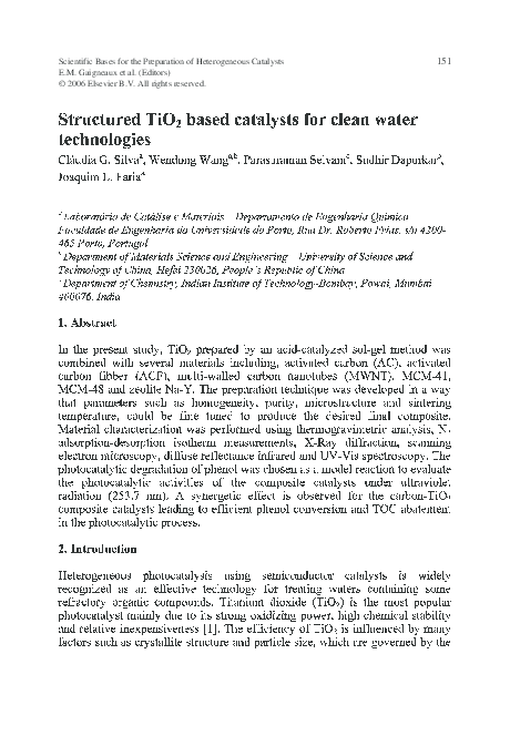 (PDF) Structured TiO2 based catalysts for clean water technologies