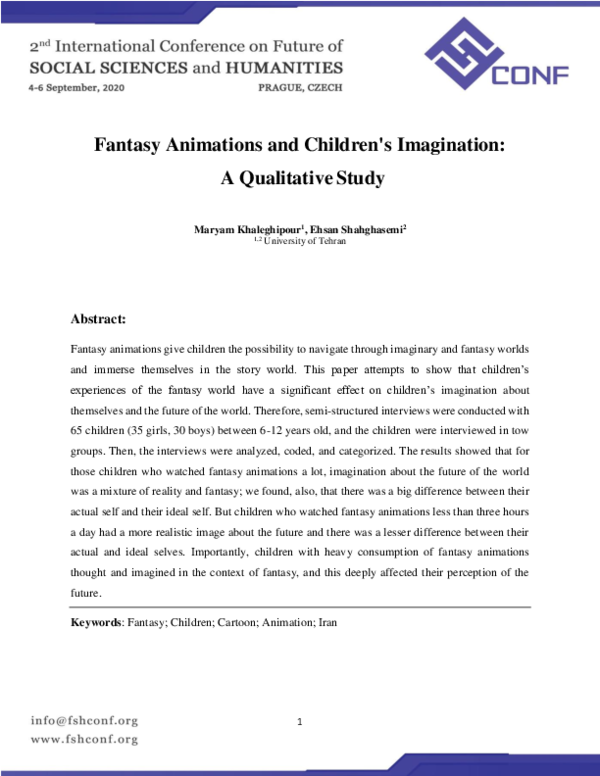 (PDF) Fantasy Animations and Children's Imagination: A Qualitative Study