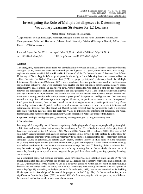 (PDF) Investigating the Role of Multiple Intelligences in Determining ...