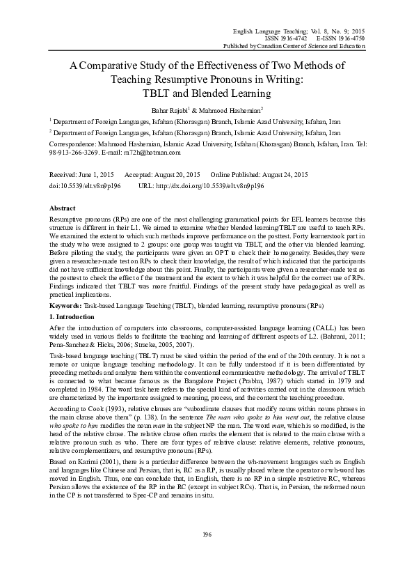 (PDF) A Comparative Study of the Effectiveness of Two Methods of ...