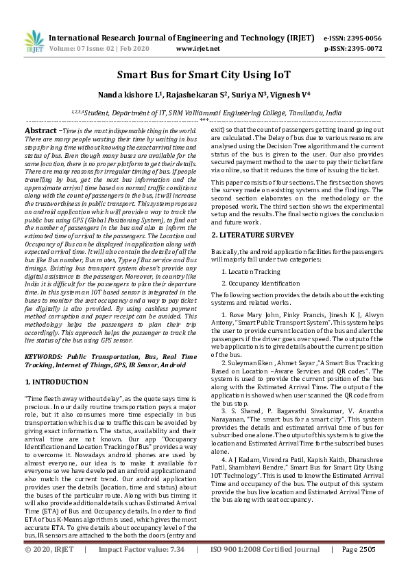 (PDF) IRJET- Smart Bus for Smart City Using IoT