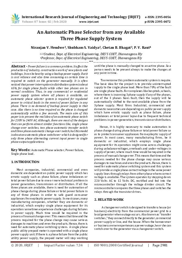 Three Phase Supply System