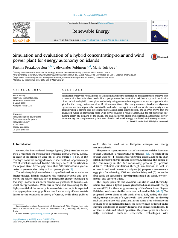 (PDF) Simulation and evaluation of a hybrid concentrating-solar and ...