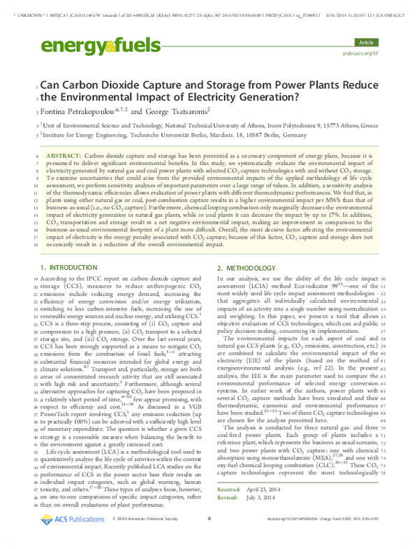 (PDF) Can Carbon Dioxide Capture and Storage from Power Plants Reduce 2 ...