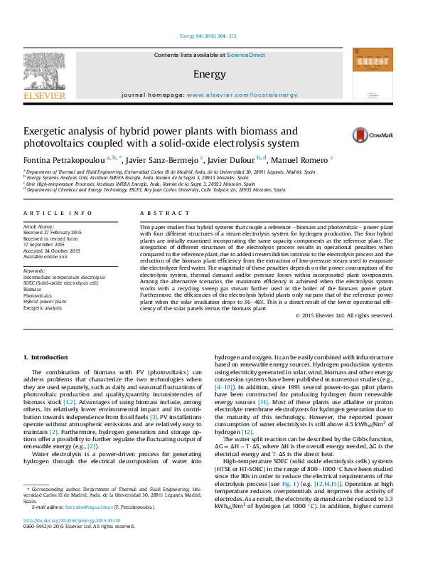 (PDF) Exergetic analysis of hybrid power plants with biomass and ...