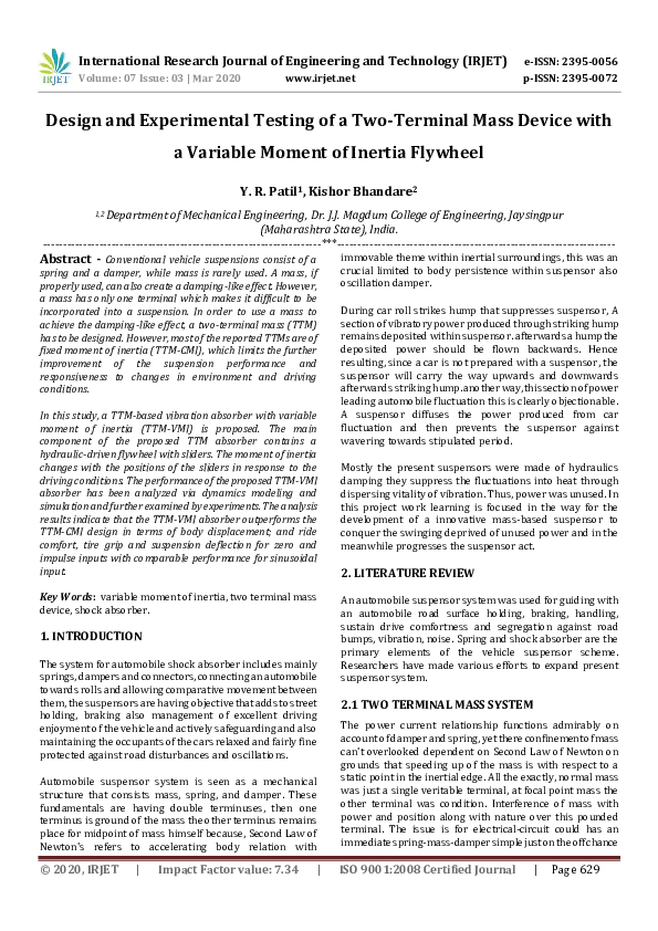 (PDF) IRJET- Design and Experimental Testing of a Two-Terminal Mass ...