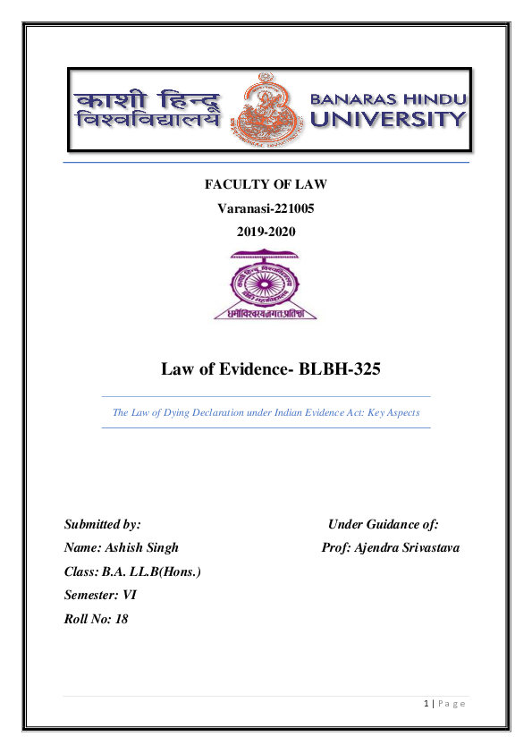 Dying Declaration Research Papers Academia Edu