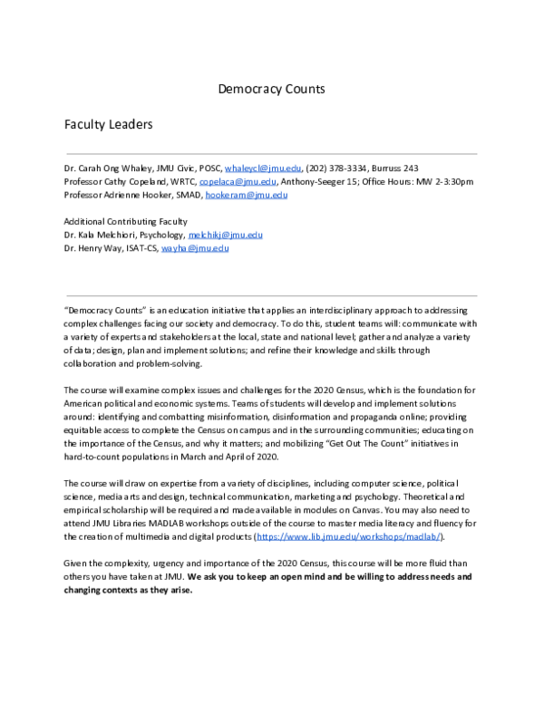 (PDF) Democracy Counts: 2020 Census Course