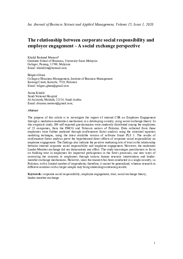 (PDF) The relationship between corporate social responsibility and ...
