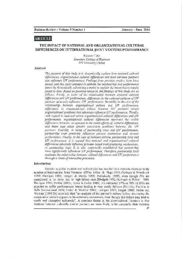 (PDF) The impact of national and organizational cultural differences on ...