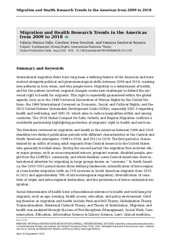 (PDF) Migration and Health Research Trends in the Americas from 2009 to ...