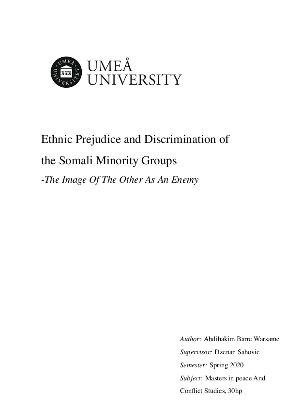 (PDF) Ethnic Prejudice and Discrimination of the Somali Minority Groups ...