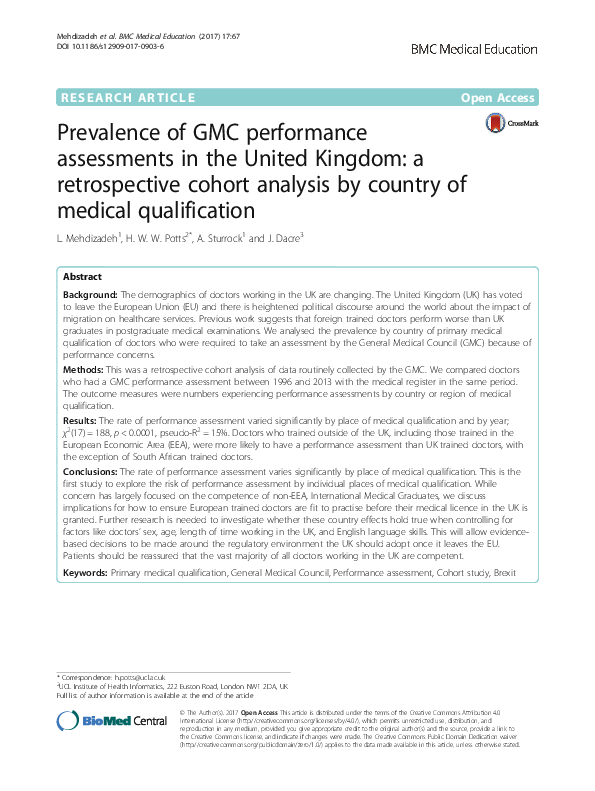 (PDF) 2017: Prevalence of GMC performance assessments in the United ...