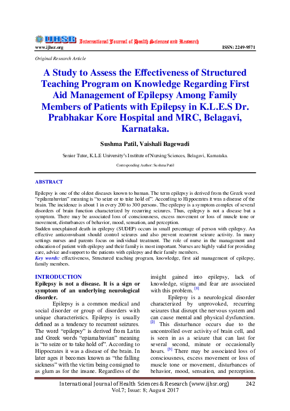 (PDF) A Study to Assess the Effectiveness of Structured Teaching ...