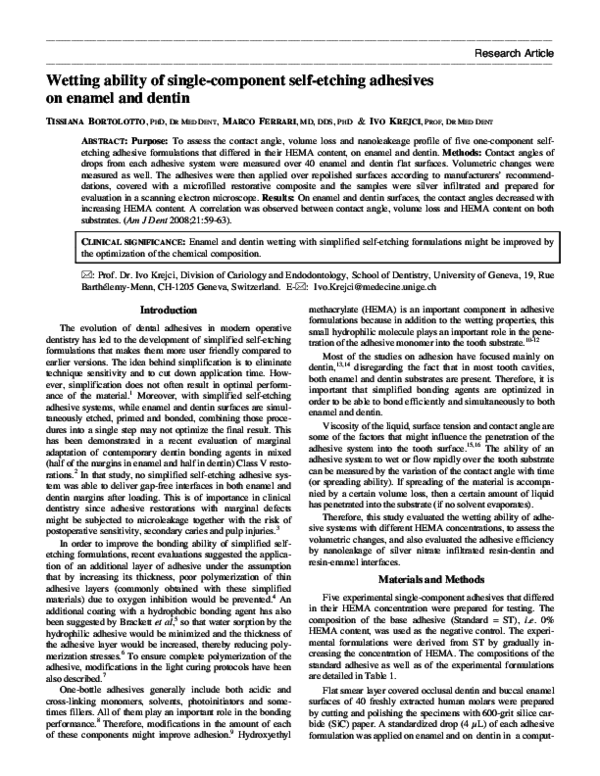 (PDF) Microtensile bond strength of selfetching adhesives on caries