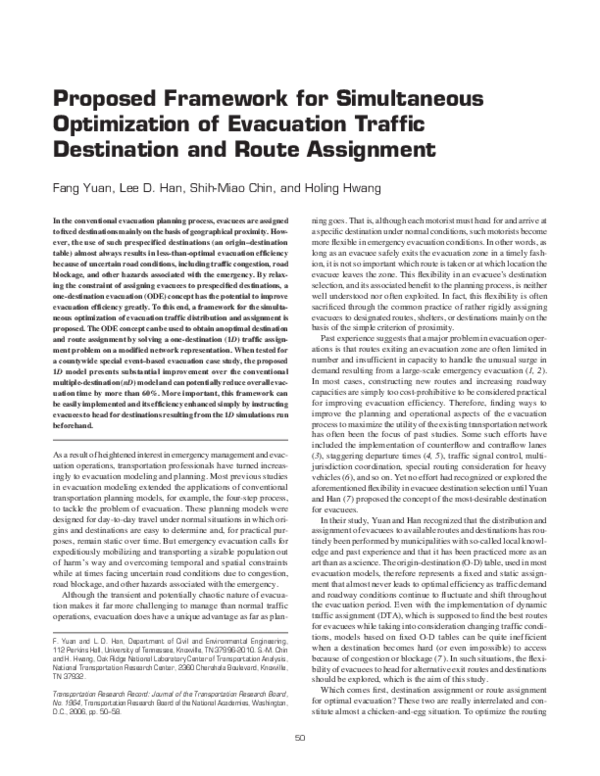 (PDF) Proposed Framework for Simultaneous Optimization of Evacuation ...