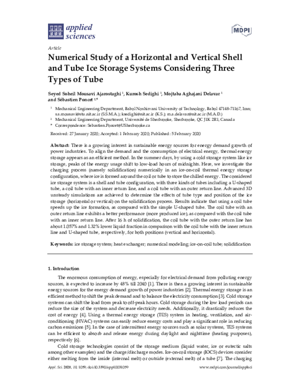 (PDF) Numerical Study of a Horizontal and Vertical Shell and Tube Ice ...