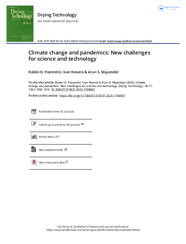 (PDF) Climate change and pandemics: New challenges for science and ...