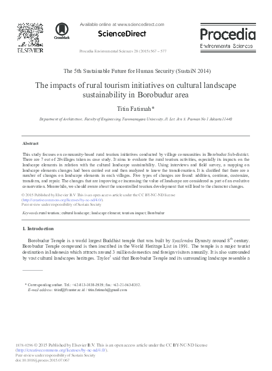 (PDF) The impacts of rural tourism initiatives on cultural landscape ...