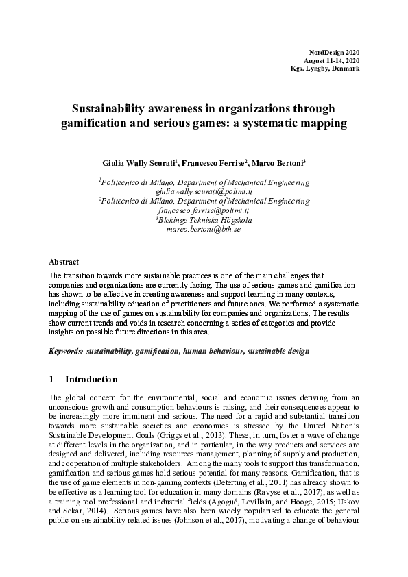(PDF) Sustainability awareness in organizations through gamification ...
