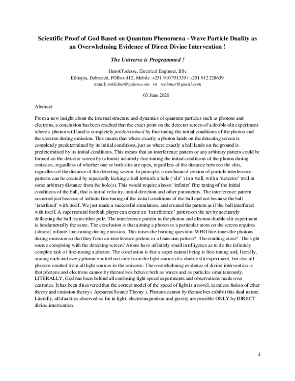 (PDF) Scientific Proof of God Based on Quantum Phenomena -Wave Particle ...