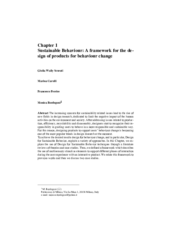 (PDF) Sustainable Behaviour: A framework for the design of products for ...