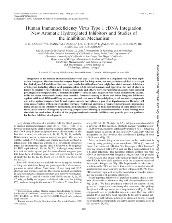 (PDF) Human immunodeficiency virus type 1 cDNA integration: new ...