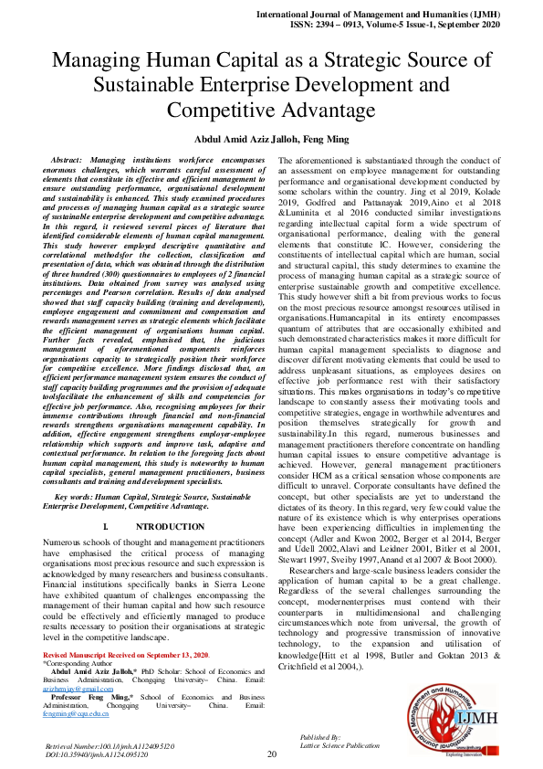(PDF) Managing Human Capital as a Strategic Source of Sustainable ...