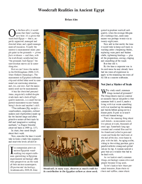 (PDF) Woodcraft Realities in Ancient Egypt Brian Alm Academia.edu