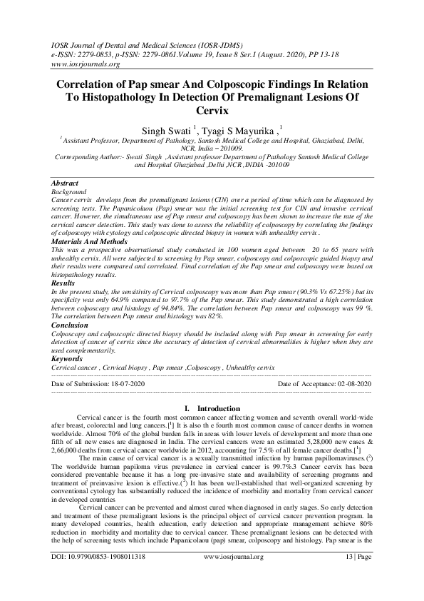 (PDF) Correlation of colposcopic findings with biopsy in cervical ...