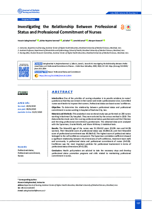 (PDF) Investigating the Relationship Between Professional Status and ...