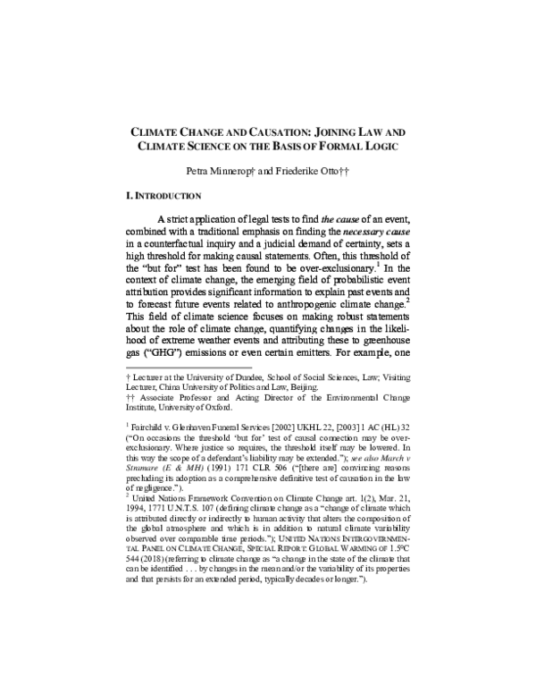 (PDF) Climate Change and Causation Joining Law and Climate Science on ...