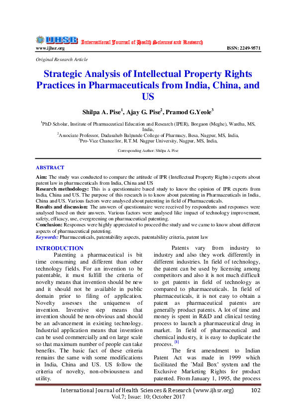 (PDF) Strategic Analysis of Intellectual Property Rights Practices in ...