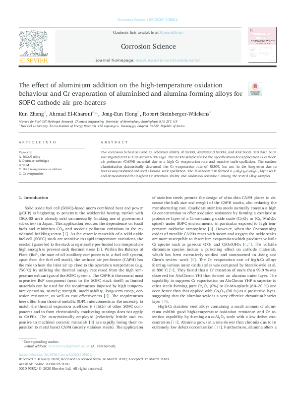 (PDF) The effect of aluminium addition on the high-temperature ...