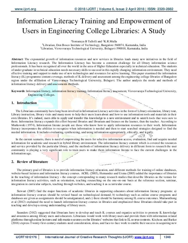(PDF) Information Literacy Training and Empowerment of Users in ...
