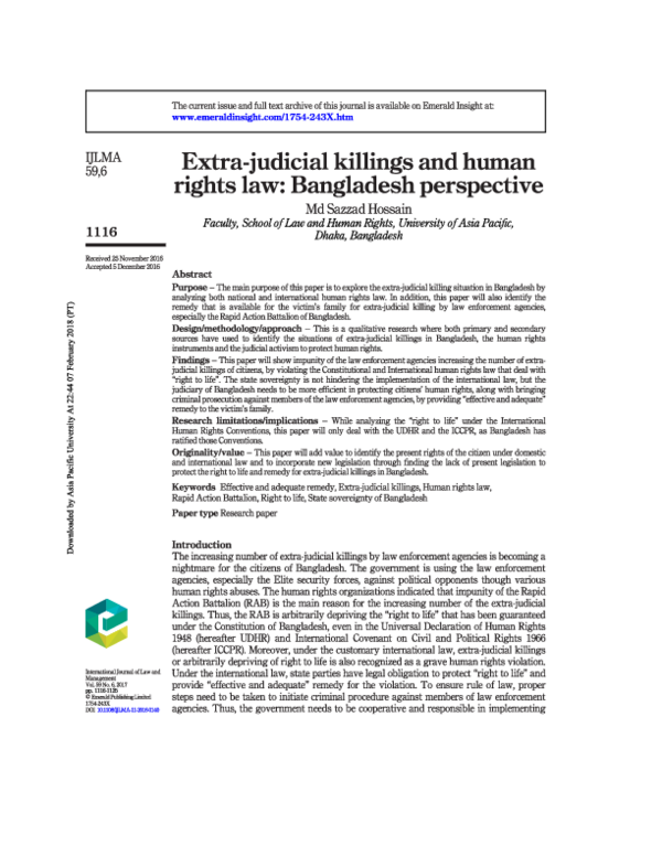 Extra judicial killing opinion image