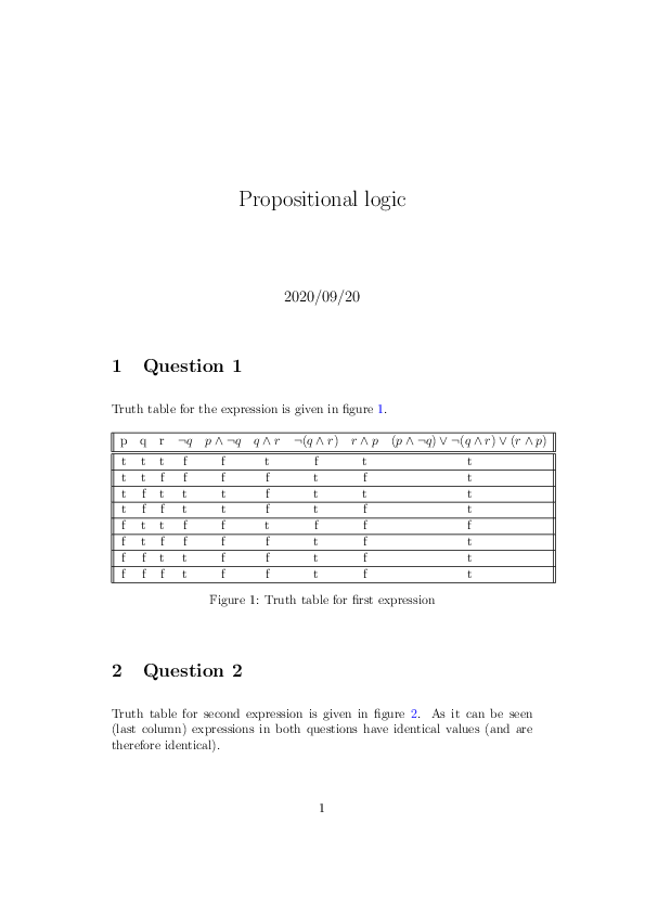 (PDF) discrete math - basic truth table example