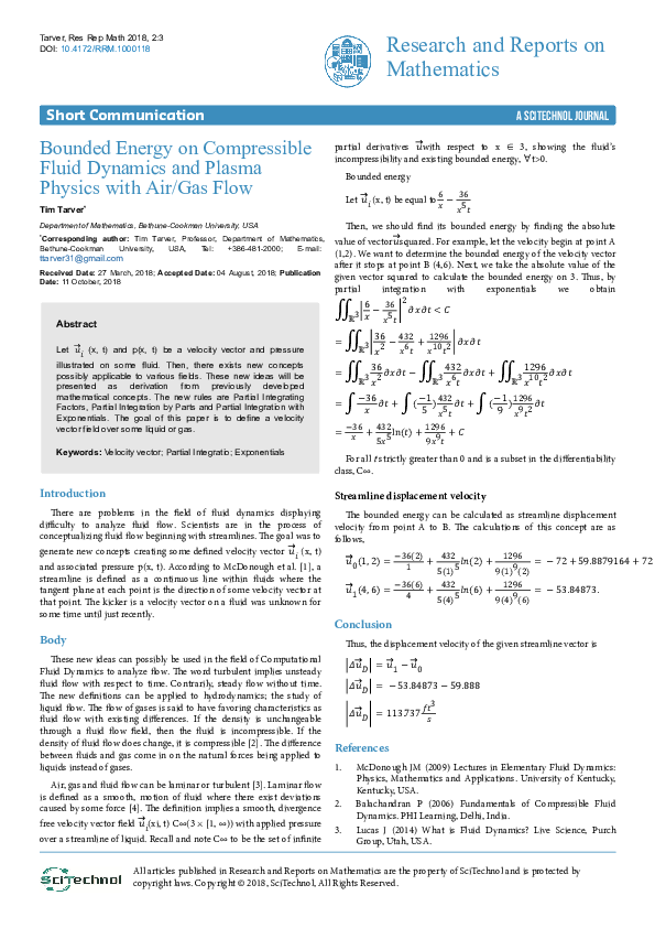(PDF) Bounded Energy on Compressible Fluid Dynamics and Plasma Physics ...