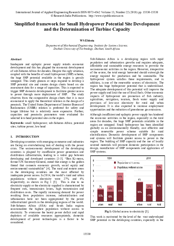 (PDF) Simplified framework for Small Hydropower Potential Site ...