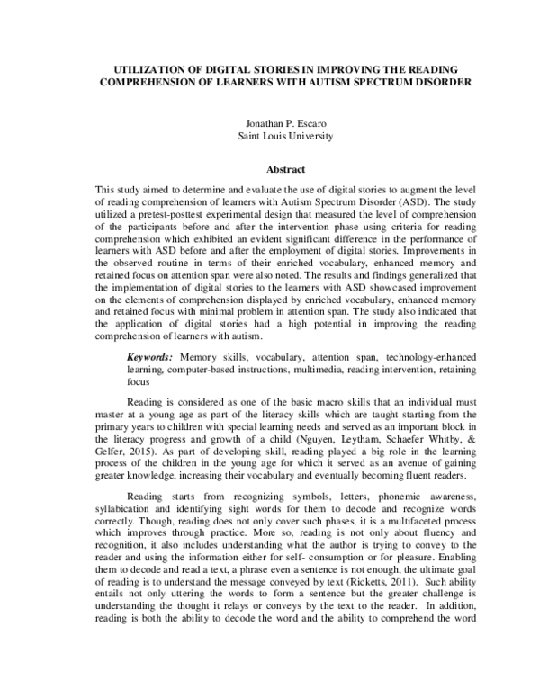 (PDF) UTILIZATION OF DIGITAL STORIES IN IMPROVING THE READING ...